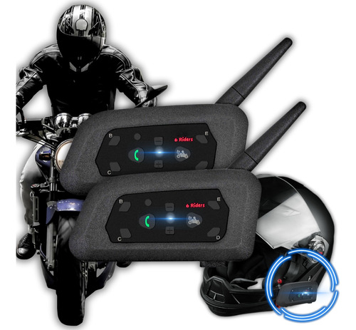 Par Intercomunicador Capacete Moto Microfone Radio Bluetooth