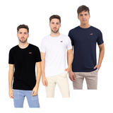 Remeras Lisas De Hombre Pack X3 Logo Bordado Lisas #3rl-p 