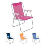 6 Cadeiras De Praia Alta Alumínio Várias Cores Mor/bel
