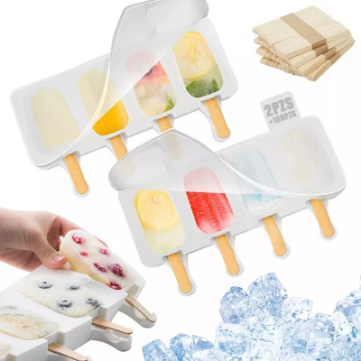 2pz Molde Para 8 Paletas Silicón Hielo Y100 Palos De Madera | MercadoLibre