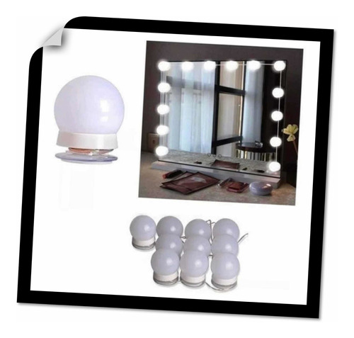 Kit 10 Focos Lamparas Luz Led Espejo Usb Maquillaje Camarin