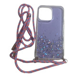 Funda Rigida Brillos Purpurina Correa P/ iPhone 13 / 13 Pro