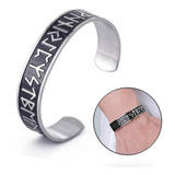 Pulseira Masculina Runas Viking Aço Tungstênio Ajuste Nórdic