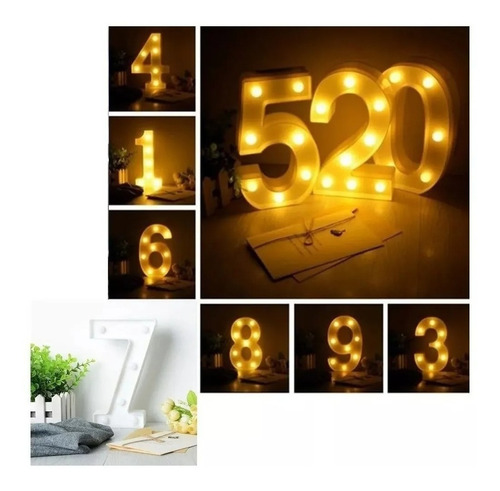 Numero Luz Led Lampara Decorativa Luces Hogar Fiesta