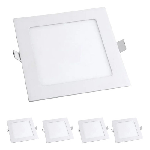 Panel Led 18w Cuadrado Incrustar Pack X 5 Luz Blanca 22x22cm