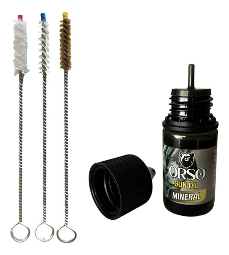 Kit Baquetas Limpieza De Arma Corta + Aceite Lubricante Orso