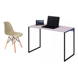 Mesa Computador Escrivaninha Branco+4 Cadeiras Fendi S/braço