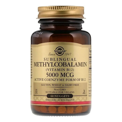 Solgar Vitamina B12 Methylcobalamin 5000mcg Sublingual 60nug Neutro | Envío gratis