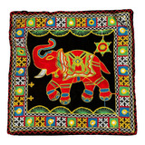 Capa De Almofada Indiana Quadrada Elefante Bordado Colorido