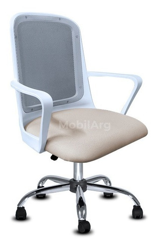 Sillón Oficina Neumático Ejecutivo Fresa Blanco Cromada Cuot