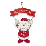 Adorno Navideño Papa Noel Colgante Cartel Feliz Navidad