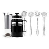 Kit Cafeteira Prensa Francesa 600ml Moedor E Cj Talheres