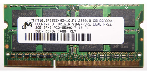 Memoria Ram 2gb Micron 2rx8 Pc3-8500s Mt16jsf25664hz-1g1f1