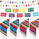 Banderines De Fiesta 7 Caminos De Mesa Mexicanos De 14.0 X 1