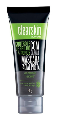 Máscara Facial Negra Com Carvão Clearskin 60g Avon 