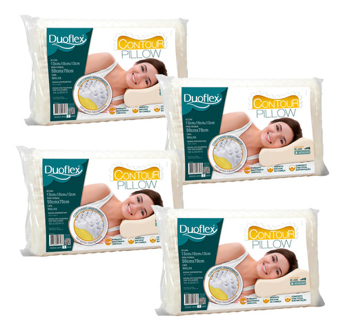 Kit De 4 Travesseiros Contour Pillow Cervical - Antiácaros