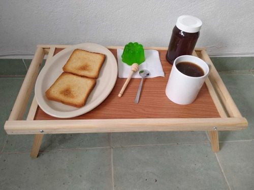 Mesa De Servicio Plegable Para Cama, Desayunador De Madera
