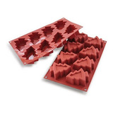 Molde Silicona Repostería Árboles Navidad Sf108 Silikomart® Color Marrón