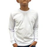 Camiseta Manga Longa Algodão Básica Infantil Juvenil Menino