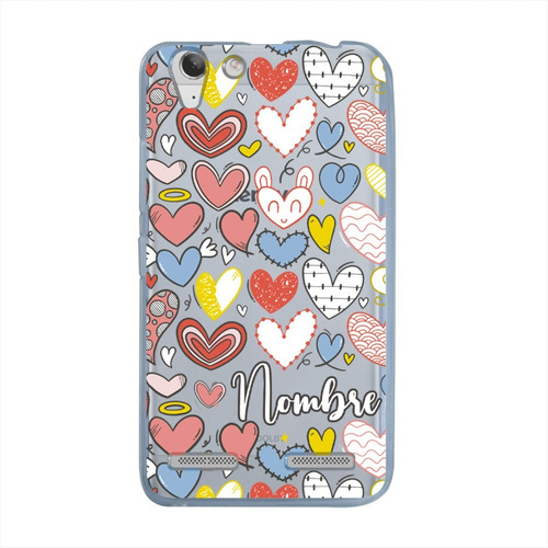 Funda Lenovo K5 K6 Antigolpes Corazones Personalizada Nombre