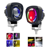 Faros Auxiliares Led Lupa Spot Luz Rgb Estroboscopia Moto