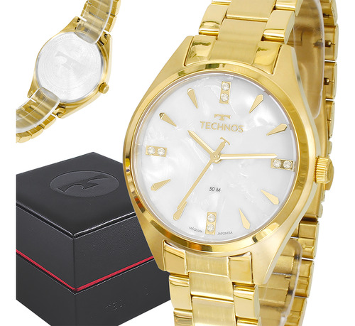 Relógio Feminino Technos Dourado Pulseira Aço Inoxidável Top