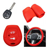 Cubre Volante + Funda Llave Silicona - Fox Suran Vw - Rojo