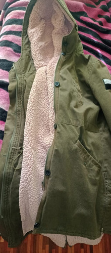 Parka Vov Verde Militar/ Rosa Bebé 