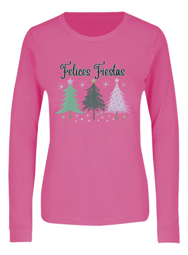 Playera Manga Larga Pino De Navidad Blusa Regalo Para Mujer