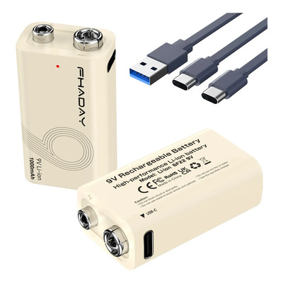 2pcs Pilas Recargables De Litio, 3700 Mwh (1000 Mah), Carga Tipo C, Ideales Para Dispositivos De Precisión Como Multímetros Portátiles, Etectores De Humo Y Micrófonos Inalámbricos | MercadoLibre