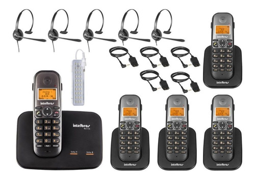 Kit Aparelho Telefone Fixo Bina 2 Linhas 4 Ramal E Headset