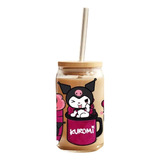 Vaso Lata Con Tapa De Bamboo Y Bombilla Kuromi Hello Kitty