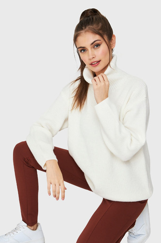 Sweater Cuello Alto Básico Blanco Nicopoly