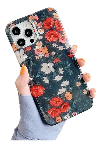 Funda Flowers Black Tpu Para iPhone 11 / Pro/pro Max/12