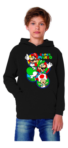 Polerón Canguro Capucha Mario Bros Estampada Dtf Cod 002