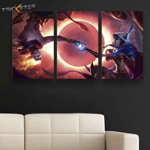 Cuadro Triptico Rakan Xayah League Of Legends Canvas