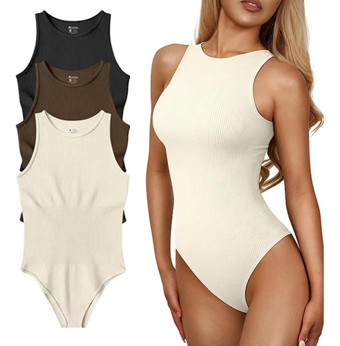 3pzs Body Sin Manga Corta Elegante Sexy Para Mujer Ajustado | Meses sin interés