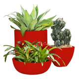 Kit Vaso 3 Tamanhos De Plantas Flores Varanda Jardim Cd30 Cor Vermelho