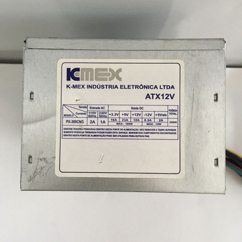 Fonte Nominal K-mex Modelo: Px-300cng 24pinos 200w Sata Atx