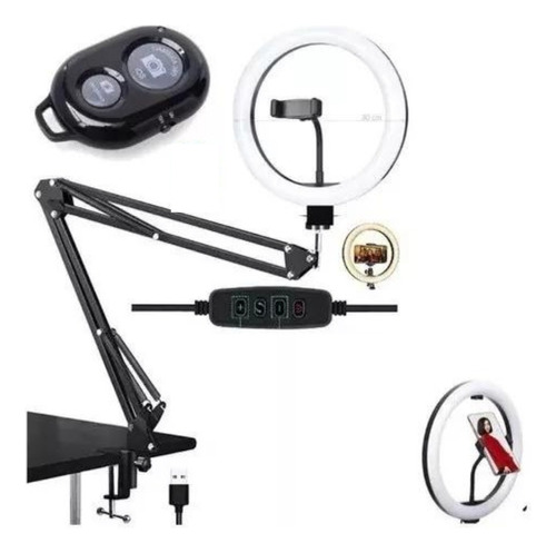 Ring Light Led Com Suporte P/ Cama Mesa Braço Articulado Nf