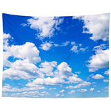 Tapestry Azul Cielo: Decoración De Pared Con Nubes Blancas