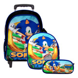 Mochila Escolar Masculina Sonic Dash Game Rodinha Creche