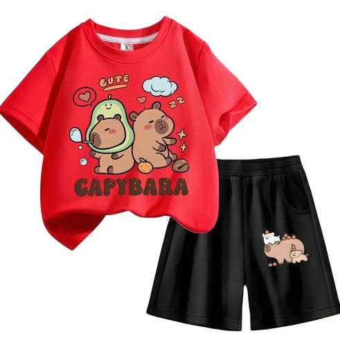 * Bonita Ropa Deportiva Para Niños Con Estampado De Capibara