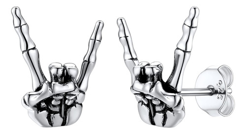 Pendientes De Calavera Gótica Para Hombre, Plata De Ley, Pen