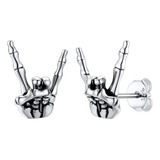 Pendientes De Calavera Gótica Para Hombre, Plata De Ley, Pen