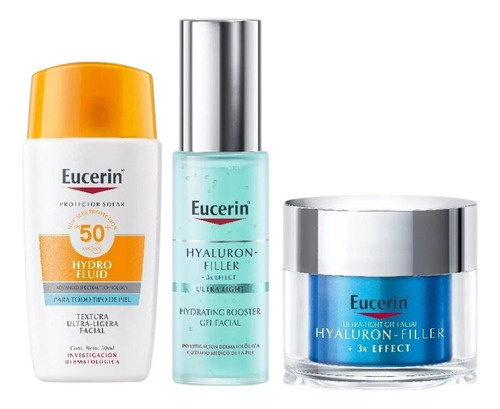 Kit Eucerin (protector 50fps+gel Hyaluron Filler+gel Facial)
