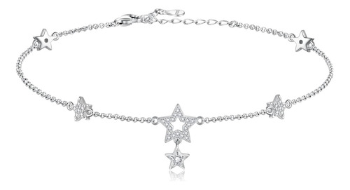 Tobilleras De Plata De Ley 925 Para Mujer, Pulsera De Tobill