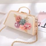 Bolsos De Mano Para Mujer, Sobre De Piel Con Flor