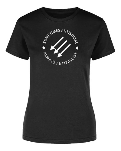 Playera Antifascist Antisocial Always Antifascist Mujer