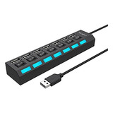 Divisor Multipuerto, Concentrador Usb 2.0 De 7 Puertos